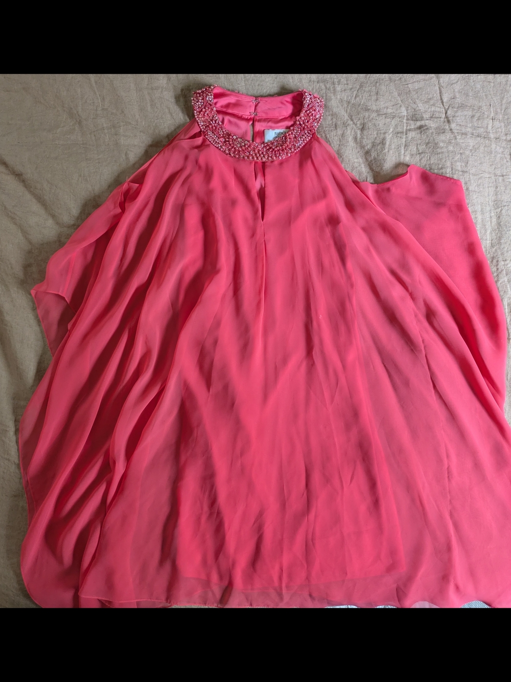 Vintage BADGLEY MISCHKA Beaded CollarChiffon Pink Dress - Size 6